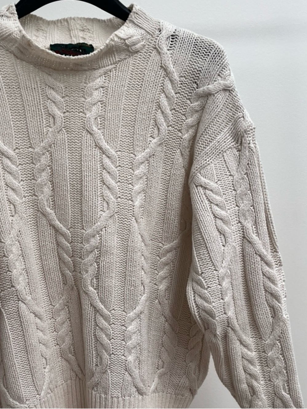 Vintage mockneck cableknit sweater S fisherman nautical cotton timeless Canada